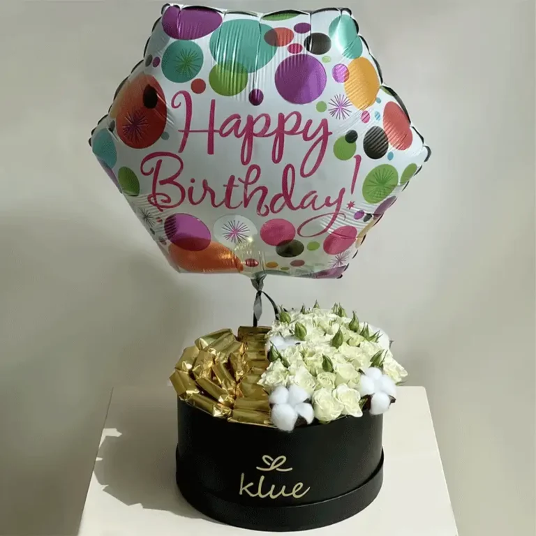 Happy Birthday Balloon - Cotton and Baby white chocoflower