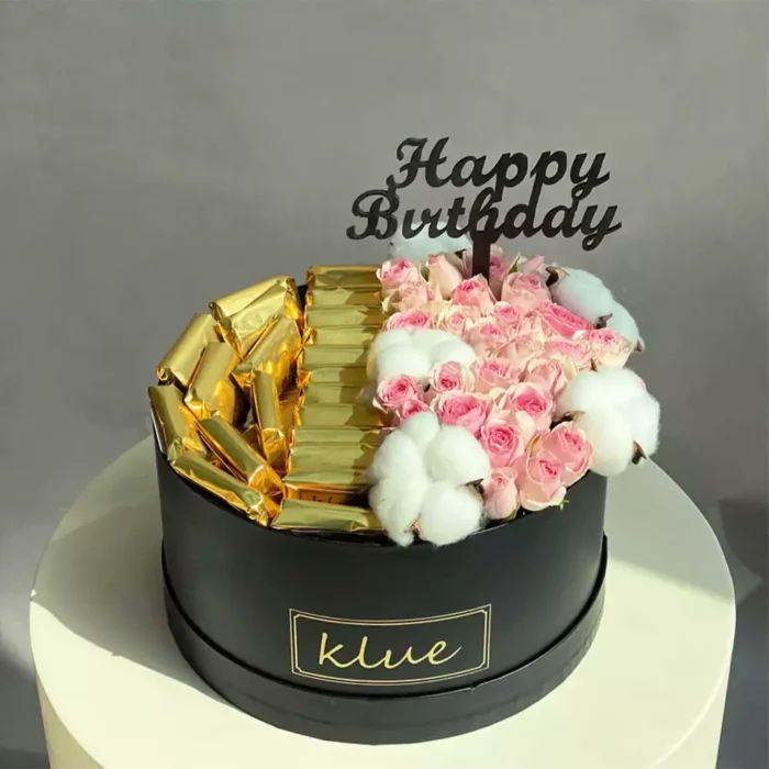 Happy Birthday - Cotton and Baby pink chocoflower