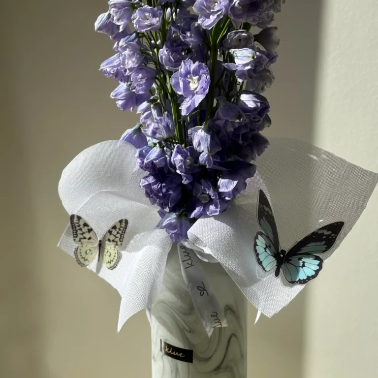 Butterfly Delphinium Vase