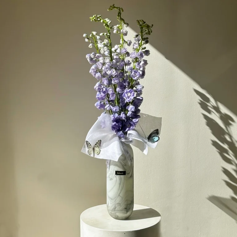 Butterfly Delphinium Vase